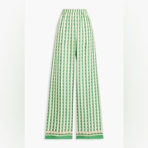 Oscar de la Renta Printed Silk-twill Wide-leg Pants In Green